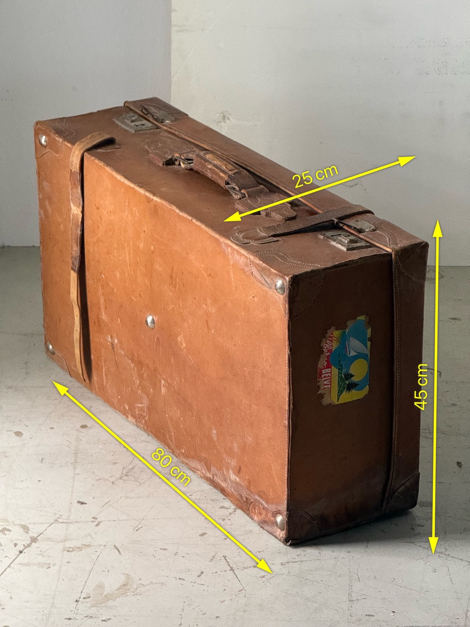 Valigia vintage in cuoio marrone